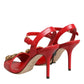 Dolce & Gabbana Red Leather DG AMORE Heels Sandals Shoes