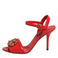 Dolce & Gabbana Red Leather DG AMORE Heels Sandals Shoes