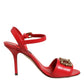 Dolce & Gabbana Red Leather DG AMORE Heels Sandals Shoes