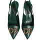 Dolce & Gabbana Green Leather AMORE Heels Slingbacks Shoes