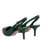 Dolce & Gabbana Green Leather AMORE Heels Slingbacks Shoes