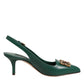 Dolce & Gabbana Green Leather AMORE Heels Slingbacks Shoes