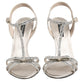 Dolce & Gabbana Silver Strass Ankle Strap Heels Sandals Shoes