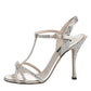 Dolce & Gabbana Silver Strass Ankle Strap Heels Sandals Shoes