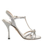 Dolce & Gabbana Silver Strass Ankle Strap Heels Sandals Shoes