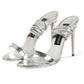 Dolce & Gabbana Silver Strappy High Heels Sandals Shoes