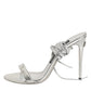 Dolce & Gabbana Silver Strappy High Heels Sandals Shoes