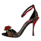 Dolce & Gabbana Brown Leopard Crystal Roses Sandals Shoes