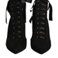 Dolce & Gabbana Black Stiletto Heels Lace Up Boots Shoes