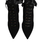 Dolce & Gabbana Black Stiletto Heels Lace Up Boots Shoes