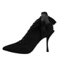 Dolce & Gabbana Black Stiletto Heels Lace Up Boots Shoes