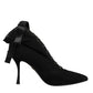 Dolce & Gabbana Black Stiletto Heels Lace Up Boots Shoes