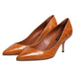 Dolce & Gabbana Brown Leather Kitten Heels Pumps Shoes