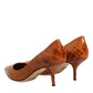 Dolce & Gabbana Brown Leather Kitten Heels Pumps Shoes