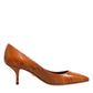 Dolce & Gabbana Brown Leather Kitten Heels Pumps Shoes