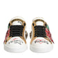 Dolce & Gabbana White Leather Floral Studded Sneakers Shoes