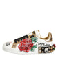 Dolce & Gabbana White Leather Floral Studded Sneakers Shoes