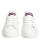 Dolce & Gabbana White Purple Leather Casual Sneakers Shoes