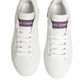 Dolce & Gabbana White Purple Leather Casual Sneakers Shoes