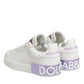 Dolce & Gabbana White Purple Leather Casual Sneakers Shoes