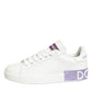 Dolce & Gabbana White Purple Leather Casual Sneakers Shoes