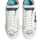 Dolce & Gabbana White Leather Graffiti Low Top Sneakers Shoes