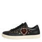 Dolce & Gabbana Black Leather Sacred Heart Sneakers Shoes