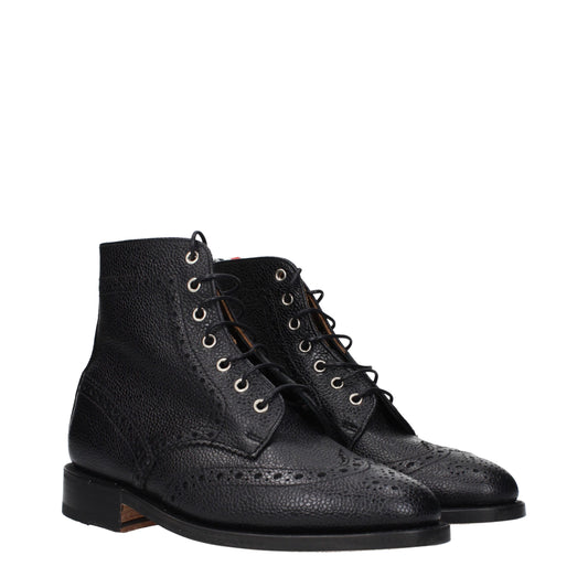Thom Browne Black Leather Ankle Boots