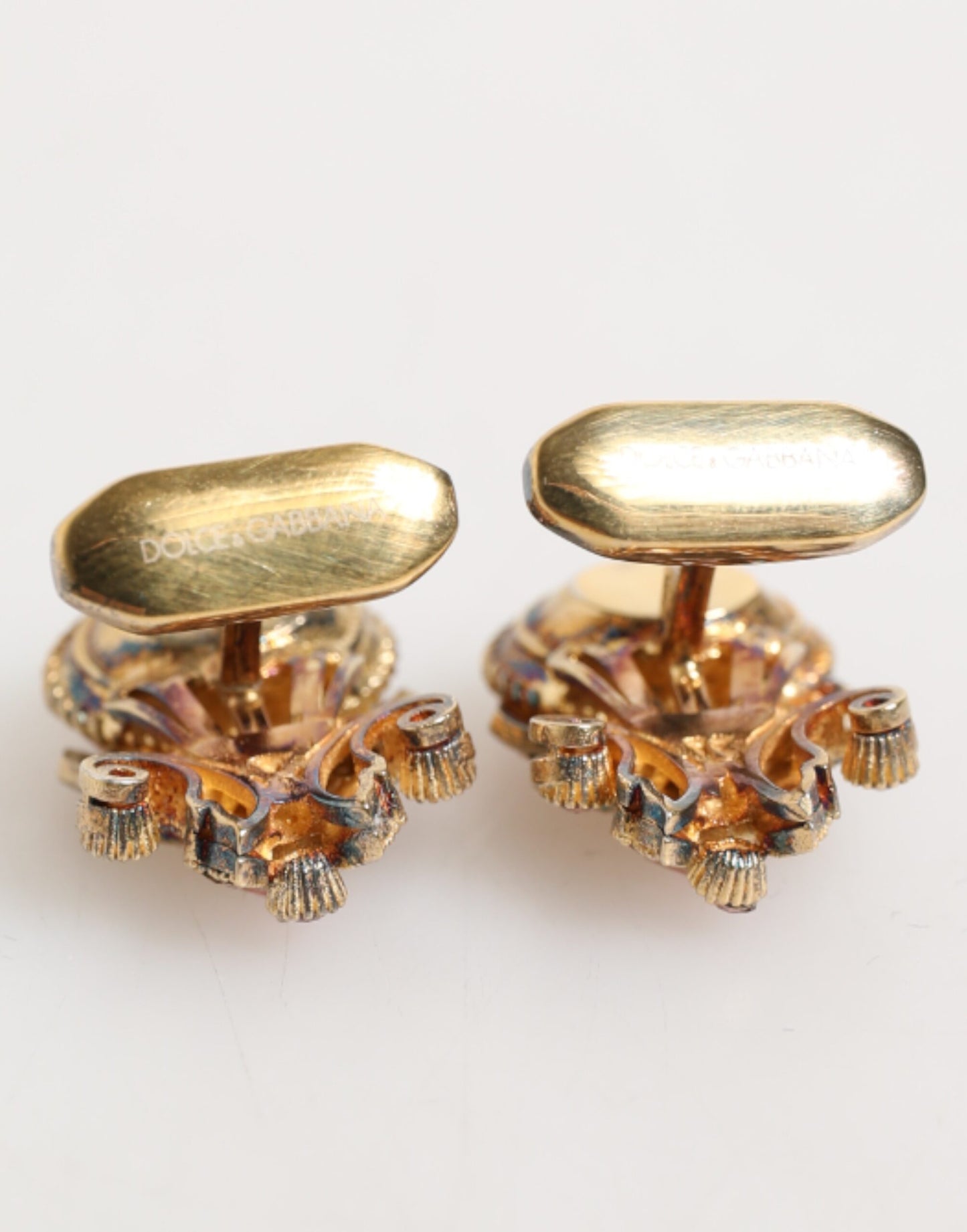 Dolce & Gabbana Gold Tone 925 Sterling Silver Crystal Accessory Cufflinks Mens Cufflinks