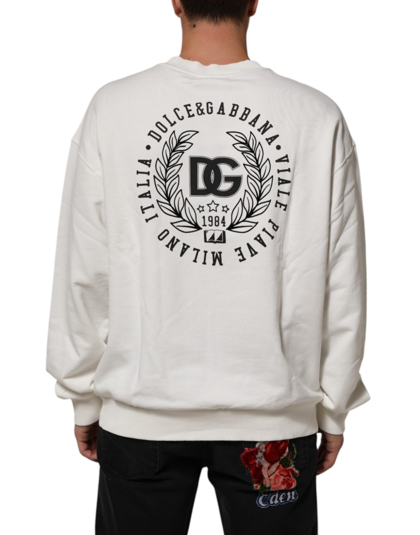 Dolce & Gabbana White DG Logo Crew Neck Sweatshirt Sweater Mens Sweater