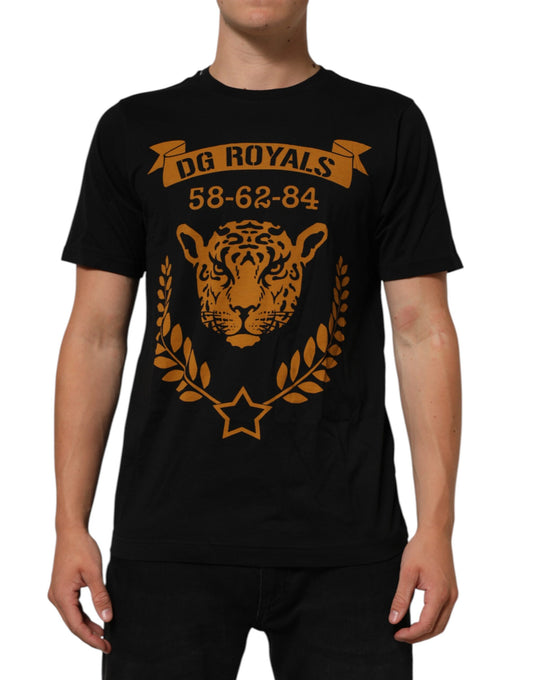 Dolce & Gabbana Black DG Royals Cotton Crew Neck Men T-shirt Mens T-Shirt