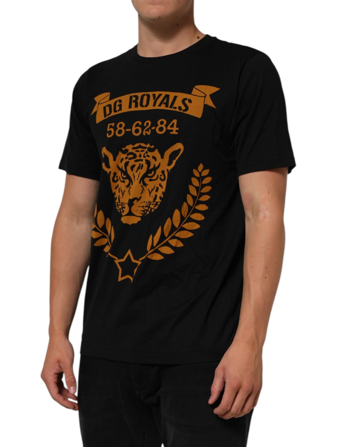 Dolce & Gabbana Black DG Royals Cotton Crew Neck Men T-shirt Mens T-Shirt