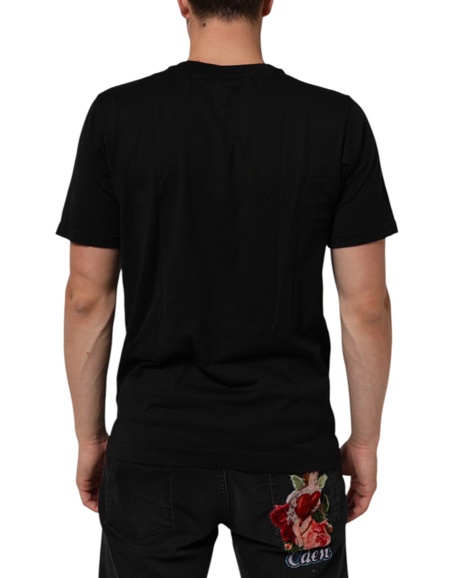 Dolce & Gabbana Black DG Royals Cotton Crew Neck Men T-shirt Mens T-Shirt
