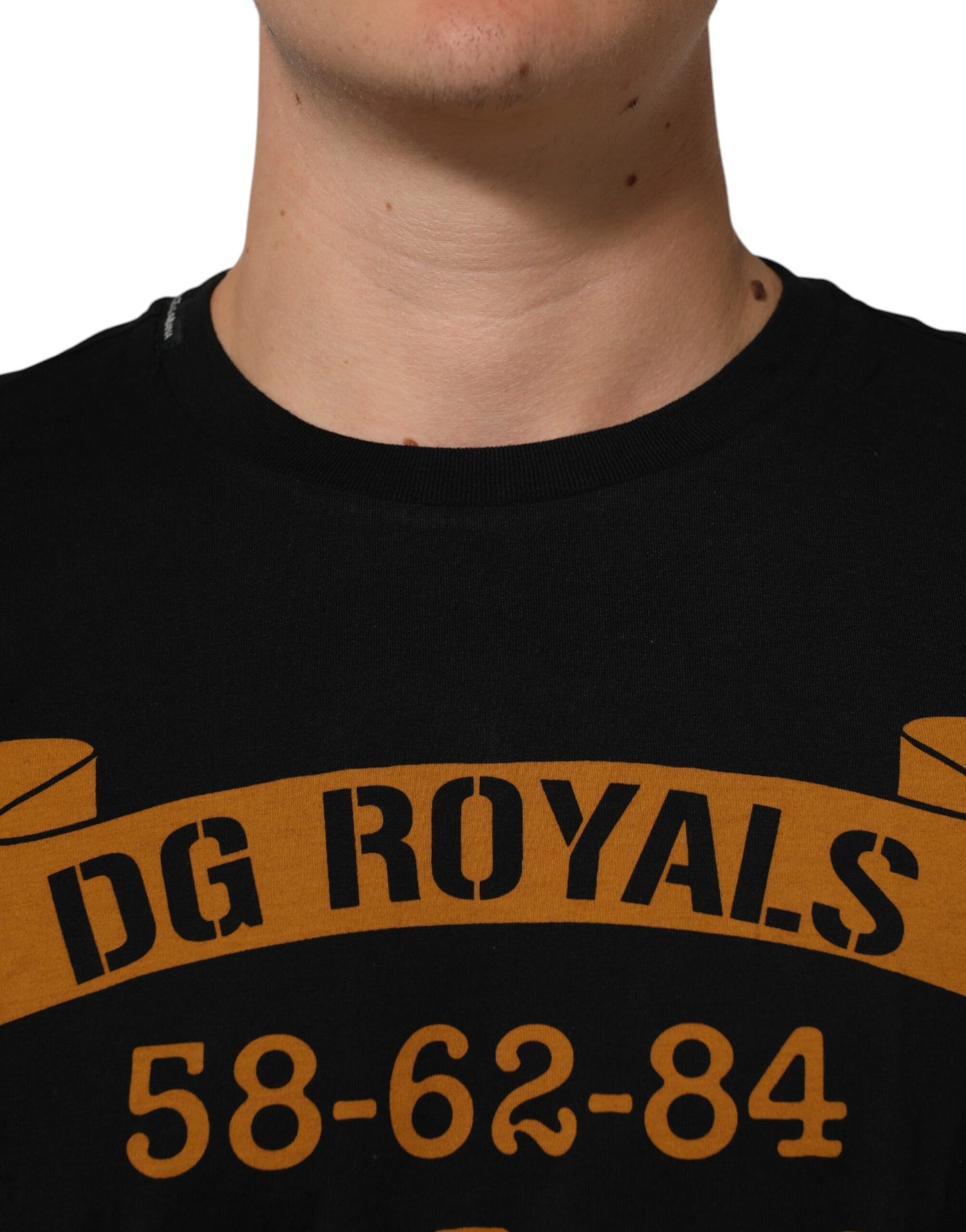 Dolce & Gabbana Black DG Royals Cotton Crew Neck Men T-shirt Mens T-Shirt