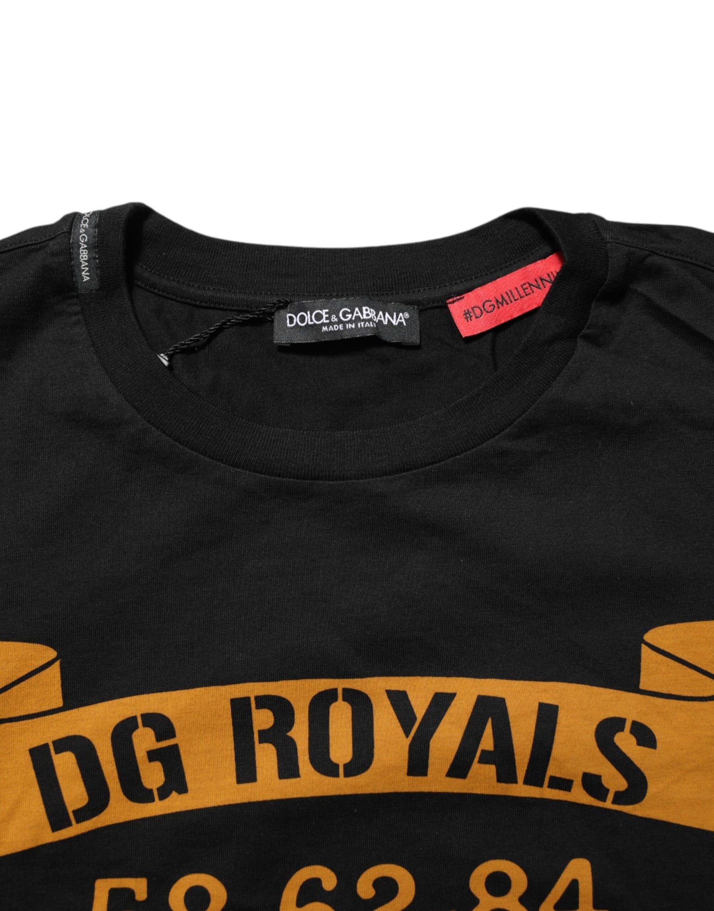 Dolce & Gabbana Black DG Royals Cotton Crew Neck Men T-shirt Mens T-Shirt