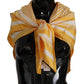 Dolce & Gabbana Yellow White Silk Striped Square Wrap Scarf