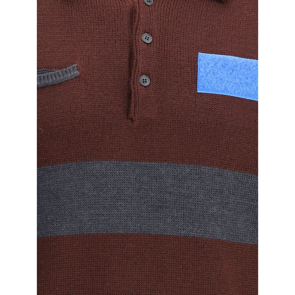 GR10K Bordeaux Wool Polo Shirt Mens T-Shirt