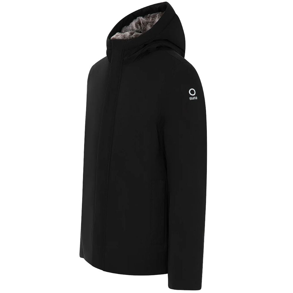 Suns Black Polyester Jackets & Coat Mens Jacket