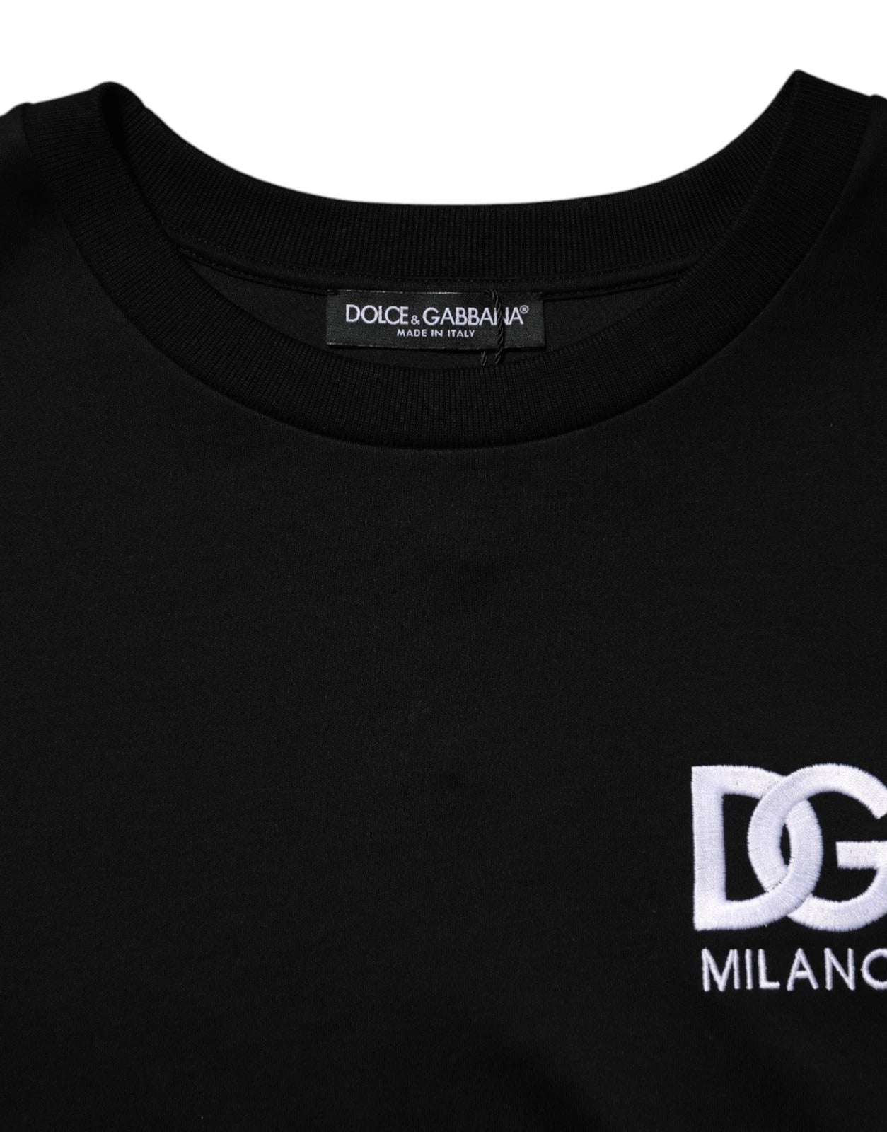 Dolce & Gabbana Black Cotton DG Logo Embroidery Top  T-shirt Mens T-Shirt