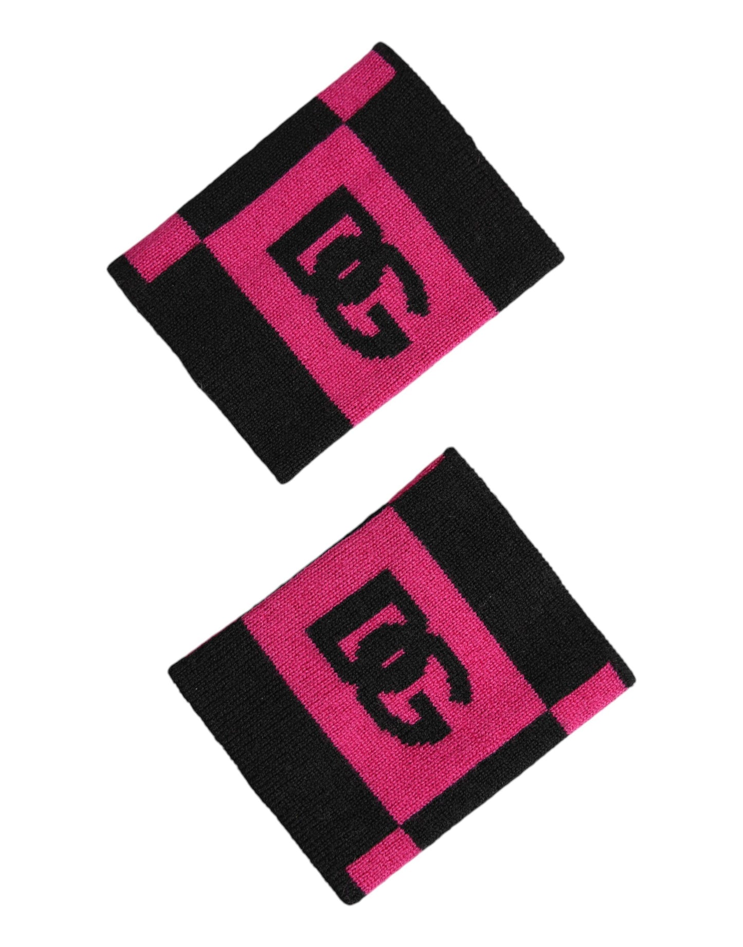 Dolce & Gabbana Black Pink DG Logo Cashmere 1 Pair Wristband Mens Bracelet