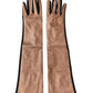 Dolce & Gabbana Brown Black Wool Elbow Length Mitten Men Gloves