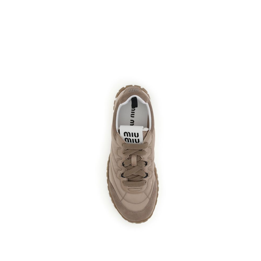 Miu Miu Brown Recycled Polyamide Athletic Sneakers