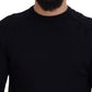 Alpha Studio Black Wool Crewneck Pullover Sweatshirt Sweater Mens Sweater