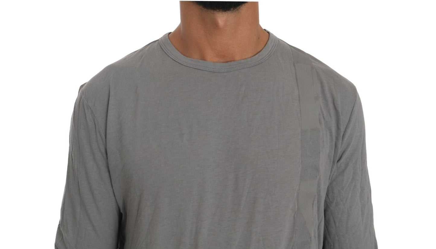 Scervino Street Cotton Gray Round Neck Pullover Top Sweater Mens Sweater