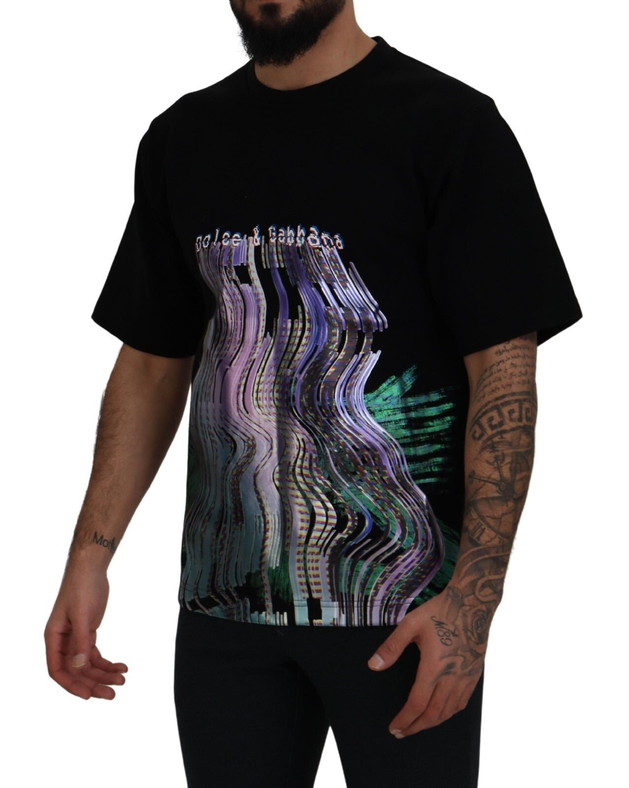 Dolce & Gabbana Cotton Black Printed Crewneck Tee T-shirt Mens T-Shirt