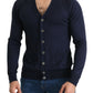 Karl Lagerfeld Wool Blue Full Button Cardigan Mens Top Sweater Mens Sweater