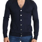 Karl Lagerfeld Wool Blue Full Button Cardigan Mens Top Sweater Mens Sweater