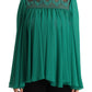 Philosophy Green Lace Polyester Long Sleeves Pleated Top Blouse