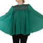 Philosophy Green Lace Polyester Long Sleeves Pleated Top Blouse