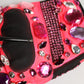 Dolce & Gabbana Black Pink Crystal Wrist Length Mitten Gloves